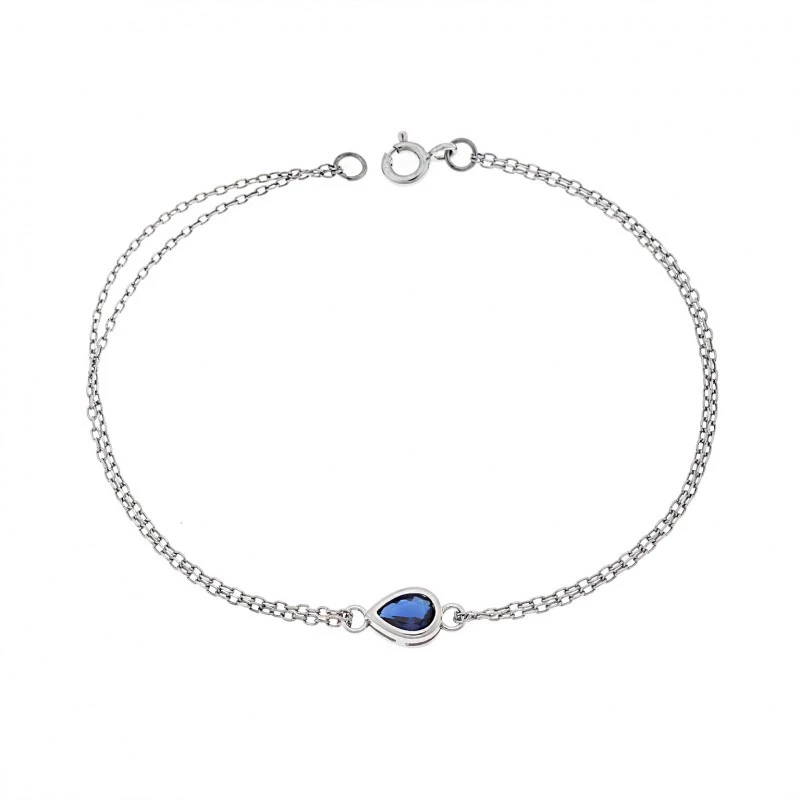 Βραχιόλι Senza Silver 925, δάκρυ με μπλε ζιργκόν SSR2795-5SR