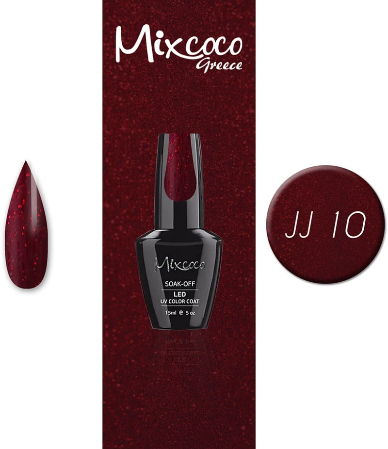 Mixcoco JJ-10 Ημιμόνιμο Βερνίκι (Κερασί Glitter) 15ml