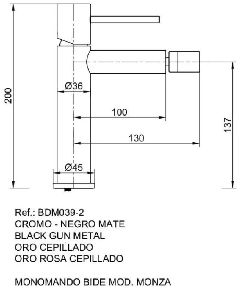 Imex Monza BDM039-2BGM Αναμεικτική Μπαταρία Μπιντέ Black Gun Metal