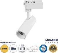 GloboStar® LUGANO 60802 Μονοφασικό Φωτιστικό Σποτ Ράγας LED 10W 1200lm 36° Acrylic HQ LENS AC 220-240V IP20 Φ4.5 x Υ19cm Θερμό Λευκό 2700K - EUROTRACK® System 1L+1N - Λευκό - Bridgelux Chip - TÜV Certified Driver -