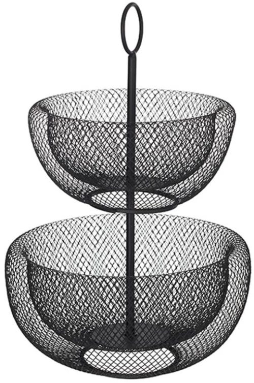 Φρουτιέρα διπλή μαύρη MESH 29Χ38