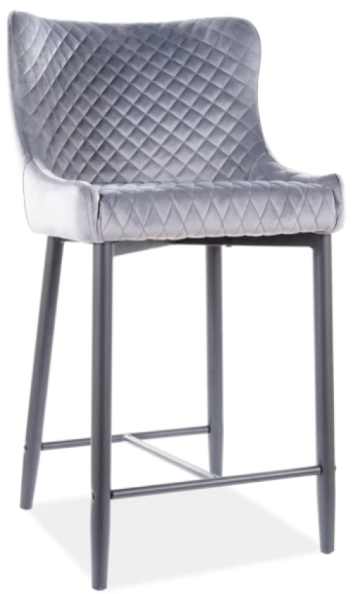 Επενδυμένο σκαμπό μπαρ Colin B H2 48x42x88 μεταλλική μαύρη βάση/γκρι βελούδινο bluvel 14 DIOMMI COLINBH2VCSZ