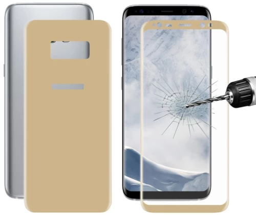 ENKAY Hat-Prince Front + Back for Galaxy S8 0.26mm 9H Surface Hardness 3D Curved Full Screen Bent Tempered Glass Color Screen Protector(Gold) (ENKAY) (OEM)