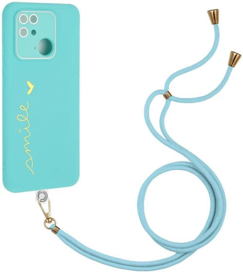 For Xiaomi Redmi 10C Gilding Line TPU Phone Case with Strap(Light Blue) (OEM)