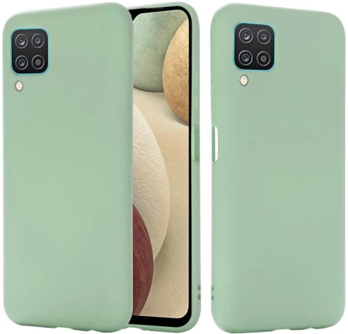 For Samsung Galaxy A12 Pure Color Liquid Silicone Shockproof Full Coverage Case(Green) (OEM)