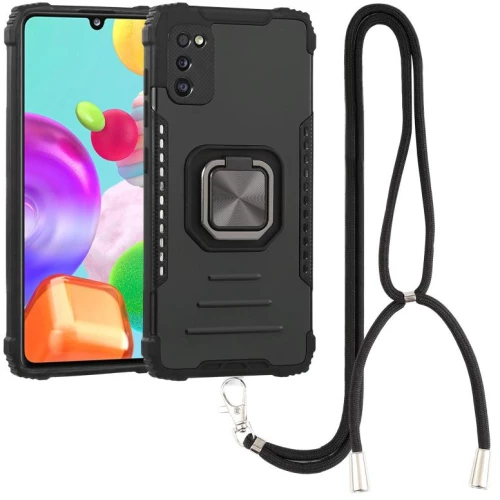 For Samsung Galaxy M31 / M21 / M30s Lanyard Aluminum TPU Case(Black) (OEM)