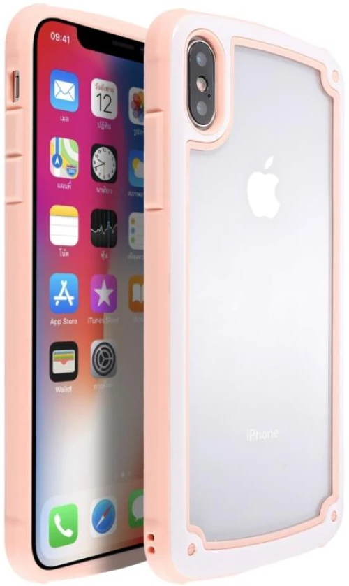 For iPhone XS Max Candy-Colored TPU Transparent Shockproof Case(Pink) (OEM)
