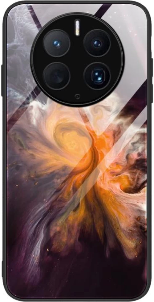 For Huawei Mate 50 Pro Marble Pattern Glass Protective Phone Case(Typhoon) (OEM)