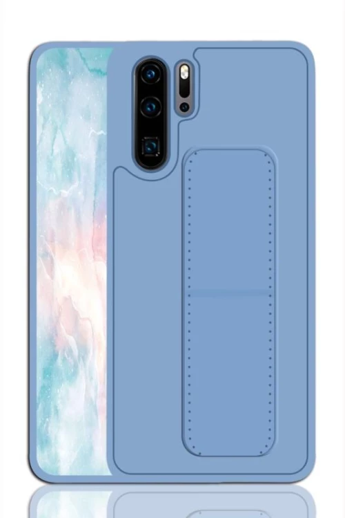 For Huawei P30 Pro Shockproof PC + TPU Protective Case with Wristband & Holder(Blue) (OEM)