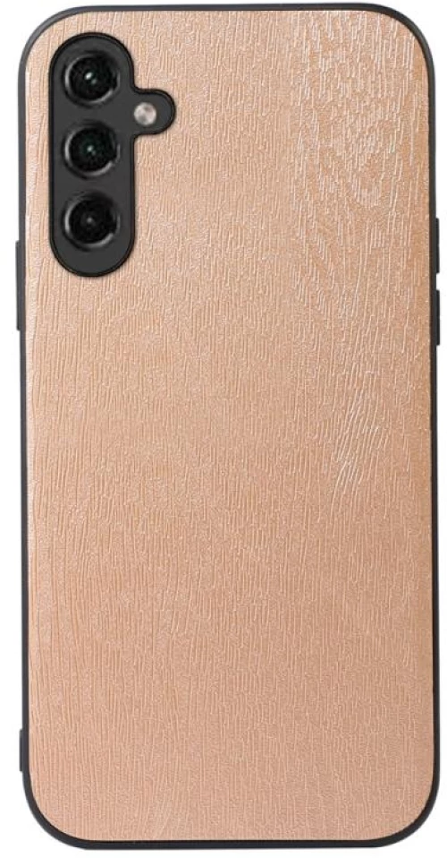 For Samsung Galaxy A14 5G Wood Texture PU Phone Case(Gold) (OEM)