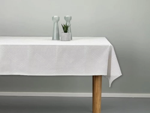 Σετ Τραπεζομάντηλο Φαγητού Λευκό Ρόμβος Ζακάρ 12 ατόμων 160x280