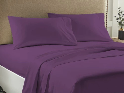 Σετ Σεντόνια Διπλά Μονόχρωμα Economy Γαρύφαλλο 200x245 - Μωβ , Χωρίς Λάστιχο