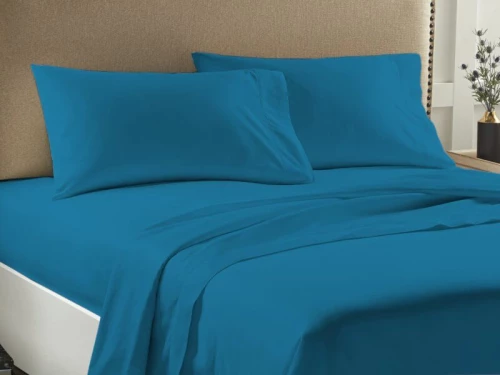 Σετ Σεντόνια Διπλά Μονόχρωμα Economy Γαρύφαλλο 225x245 - Πετρόλ, Με Λάστιχο 185x200+23