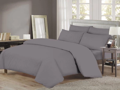 Σετ Σεντόνια Γκρι Βαμβακερά One Color Γαρύφαλλο - 160x260