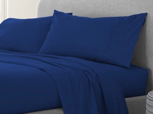 Σετ Σεντόνια Ραφ Μπλε 100% Βαμβακερά Reactive One Color Γαρύφαλλο - 160x260, Χωρίς Λάστιχο