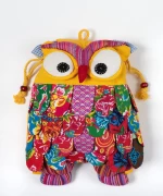 Σακίδιο κουκουβάγια (35cm x 28cm) κίτρινο Silk Fashion