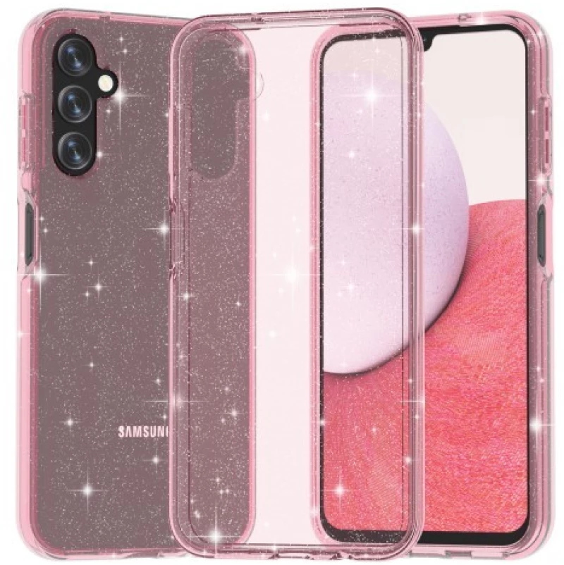 Θήκη Σιλικόνης για Samsung A14 5G Glittery Powder Διάφανη Pink ΟΕΜ