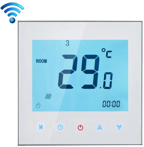 BHT-1000-GB-WIFI 16A Load Electronic Heating Type Touch LCD Digital WiFi Heating Room Thermostat with Sensor, Display Clock / Temperature / Periods / Time / Week / Heat etc.(White) (OEM)