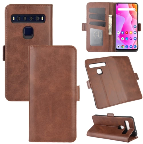 For TCL 10L Dual-side Magnetic Buckle Horizontal Flip Leather Case with Holder & Card Slots & Wallet(Brown) (OEM)