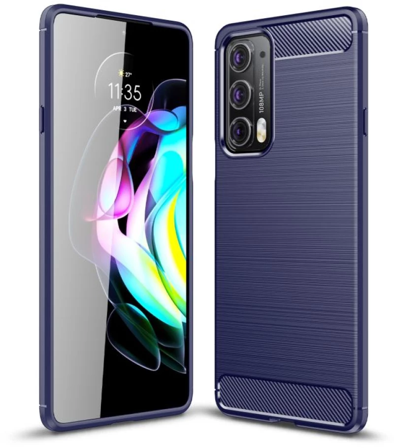For Motorola Moto Edge 20 Brushed Texture Carbon Fiber TPU Case(Blue) (OEM)