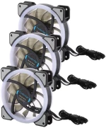 3 PCS CoolerAge DC 12V - 0.25A 2500PRM Remote Cotrol Computer Cooler Cooling Case Fan with Adjust LED (OEM)