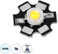 GloboStar® 73740 High Power Star LED - Υψηλής Ισχύος Star LED 1W DC 3.2V Ψυχρό Λευκό 6000K Φ2 x Υ0.6cm -