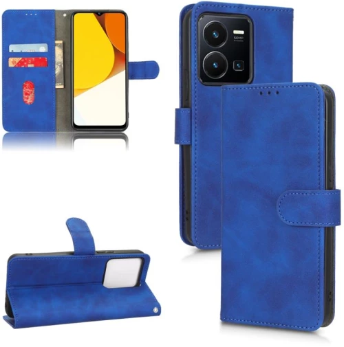 For vivo Y22s / Y35 Skin Feel Magnetic Flip Leather Phone Case(Blue) (OEM)