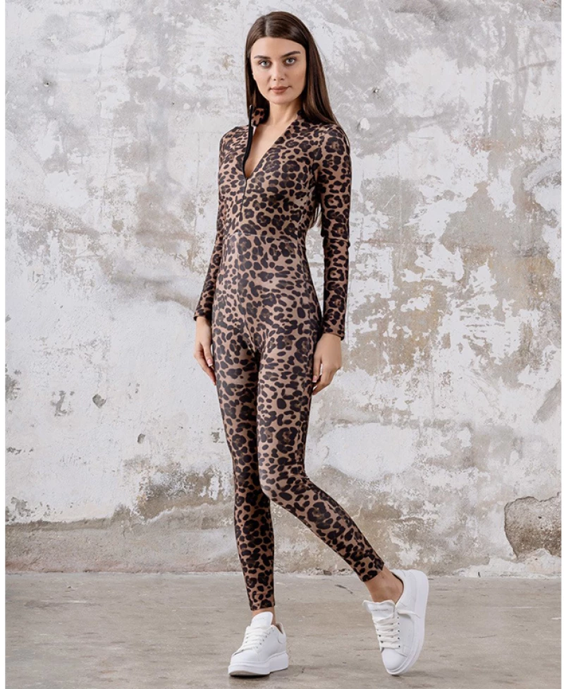 Jumpsuit Push-Up και Σμίλευσης Lisyana  Q-097 Brown