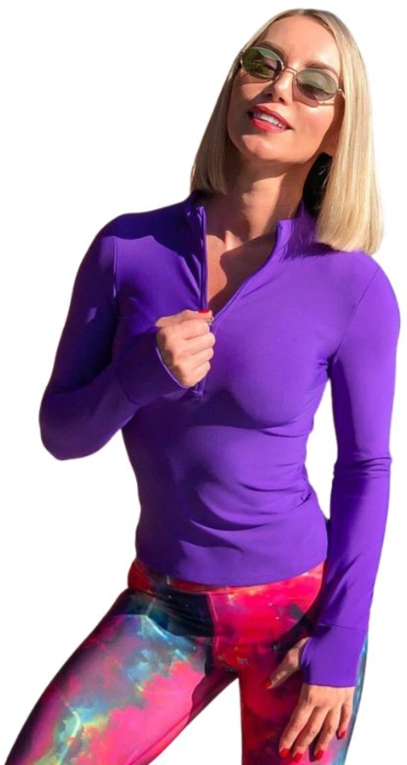 Αθλητικό Μακρυμάνικο Τοπ με Finger Snap Q-493 Purple