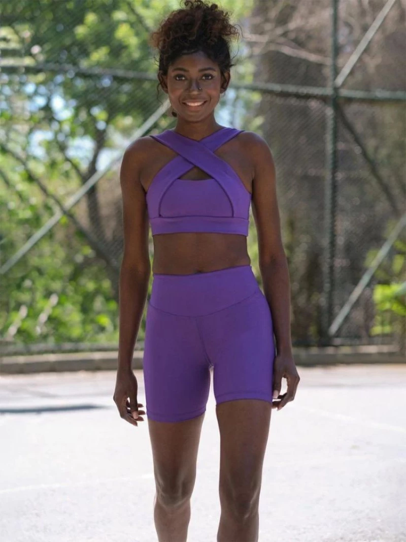 Ψηλόμεσο Midi Σορτς Push-Up και Σύσφιξης Q-635 Purple