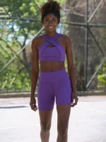 Ψηλόμεσο Midi Σορτς Push-Up και Σύσφιξης Q-635 Purple