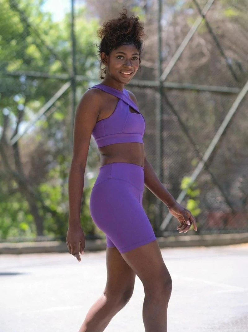Ψηλόμεσο Midi Σορτς Push-Up και Σύσφιξης Q-635 Purple