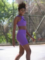 Ψηλόμεσο Midi Σορτς Push-Up και Σύσφιξης Q-635 Purple
