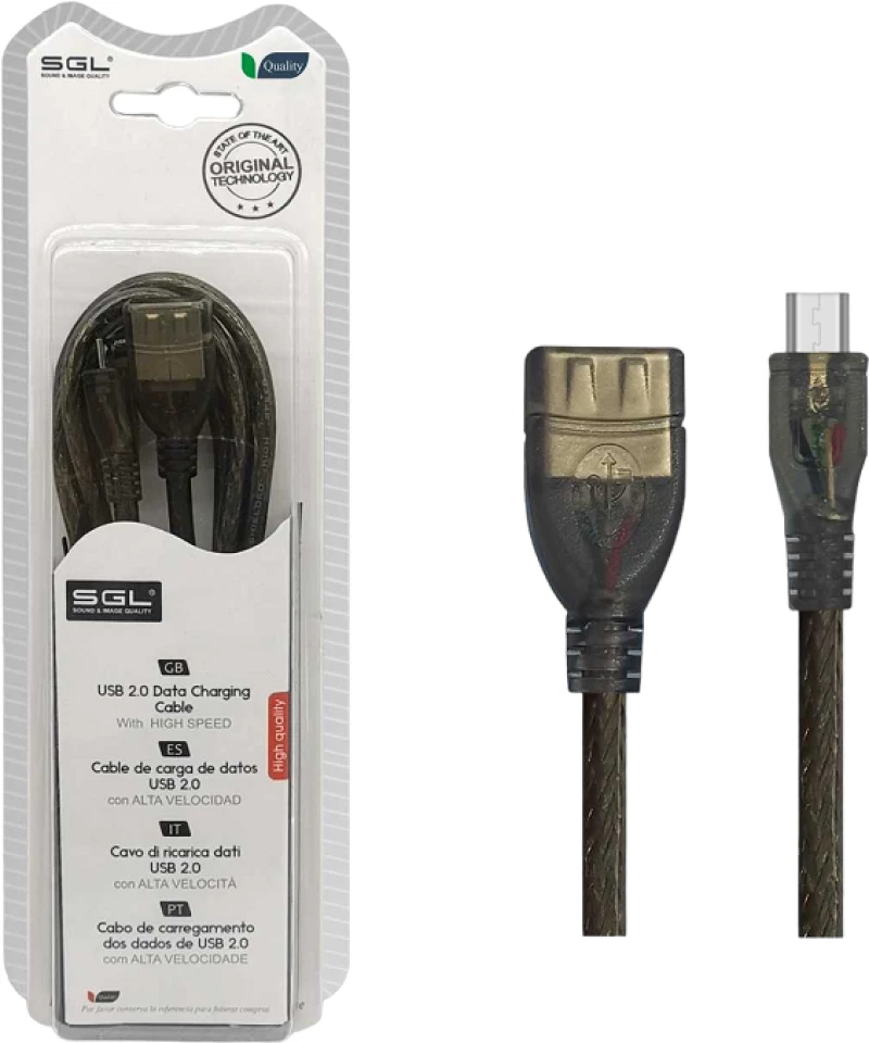 Αντάπτορας καλώδιο - 21S01 - USB A female/Micro USB - 5m - 097923