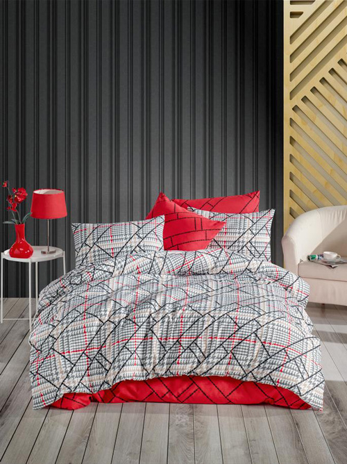 Παπλωματοθήκη Μονή (Σετ) (160X240) Mcdecor Felix Red - 160X240