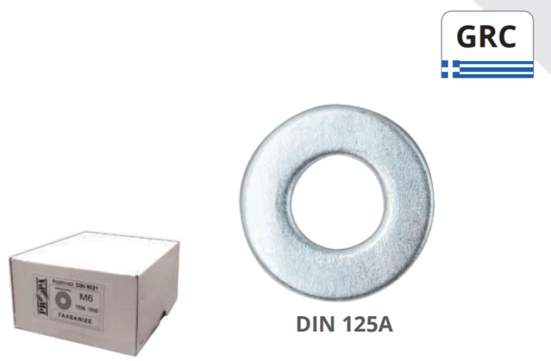 Ροδέλες Γαλβανιζέ DIN 125Α M10 20mm Σε κουτί 1000τμχ