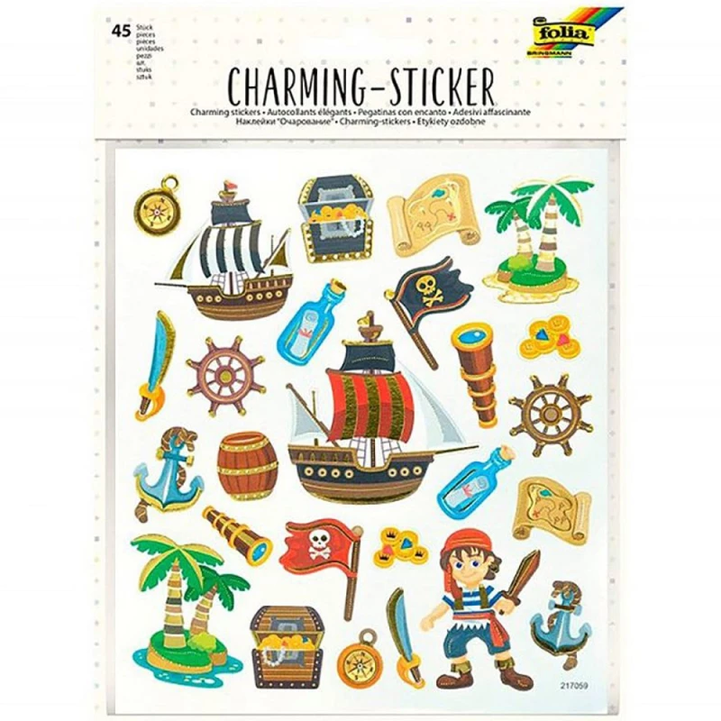 384950 ΣΕΤ 45 CHARMING STICKERS, 2 ΦΥΛΛΑ 15Χ17ΕΚ ΠΕΙΡΑΤΕΣ