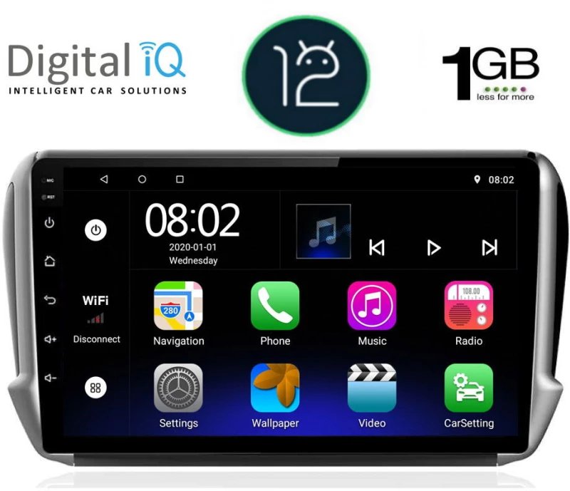 DIGITAL IQ RTB 1508_GPS (10inc) MULTIMEDIA TABLET OEM PEUGEOT 208-2008 mod. 2012-2021
