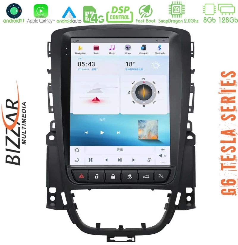 Bizzar Opel Astra j 2010-2015 Android 11 (8+128gb) Tesla Multimedia Station 10,4" u-ts-g6-Op26x