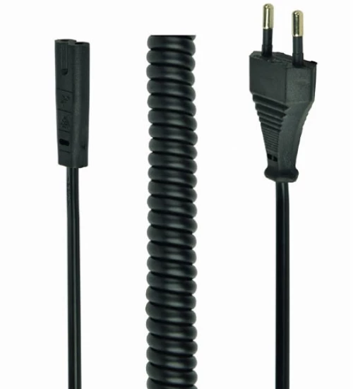 CABLEXPERT POWER CURLED CORD (C1) 2x0.75SQ.MM VDE APPROVED 1,8M