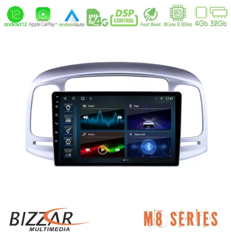 Bizzar m8 Series Hyundai Accent 2006-2011 8core Android13 4+32gb Navigation Multimedia Tablet 9 u-m8-Hy0711