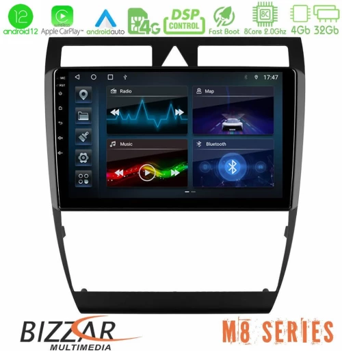 Bizzar m8 Series Audi a6 (C5) 1997-2004 8core Android13 4+32gb Navigation Multimedia Tablet 9 u-m8-Au0857