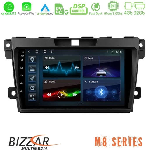 Bizzar m8 Series Mazda cx-7 2007-2011 8core Android13 4+32gb Navigation Multimedia Tablet 9 u-m8-Mz968