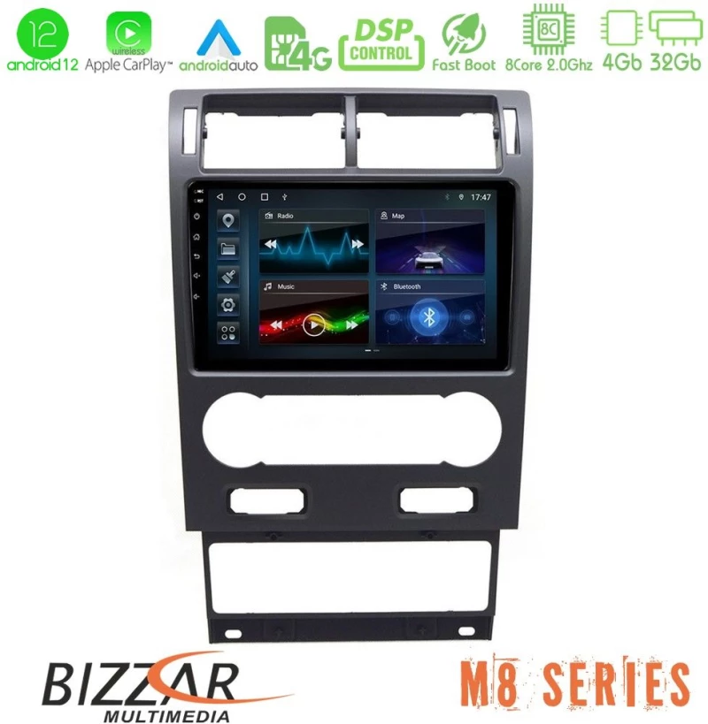 Bizzar m8 Series Ford Mondeo 2004-2007 8core Android13 4+32gb Navigation Multimedia Tablet 9 u-m8-Fd1064