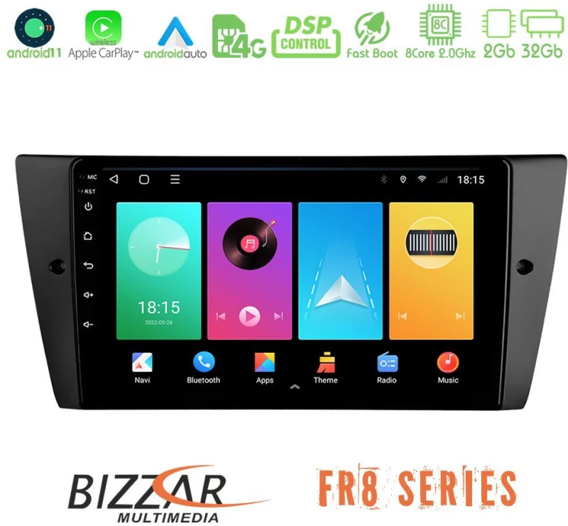 Bizzar fr8 Series bmw 3 Series 2006-2011 8core Android 11 2+32gb Navigation Multimedia Tablet 9 u-fr8-Bm0751