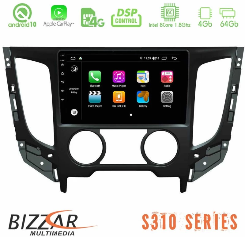 Bizzar S310 Mitsubishi L200 2016-2021 car pad 9 Android 10 Multimedia Station u-bz-G6199