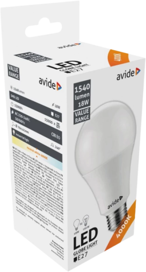 jager ΛΑΜΠΑ LED AVIDE 18W Ε27 4000Κ (AV-921129)