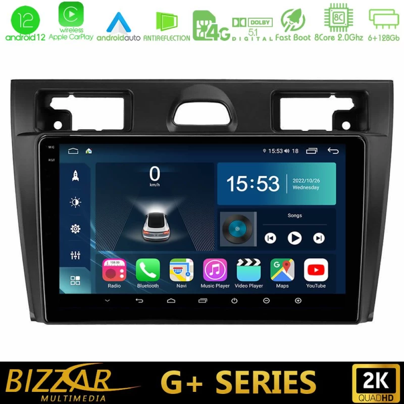 Bizzar g+ Series Ford Fiesta/fusion 8core Android12 6+128gb Navigation Multimedia Tablet 9 u-g-Fd990