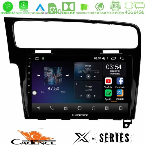 Cadence x Series vw Golf 7 8core Android12 4+64gb Navigation Multimedia Tablet 10 u-x-Vw0003pb
