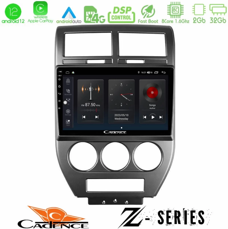 Cadence z Series Jeep Compass/patriot 2007-2008 8core Android12 2+32gb Navigation Multimedia Tablet 10 u-z-Jp1023